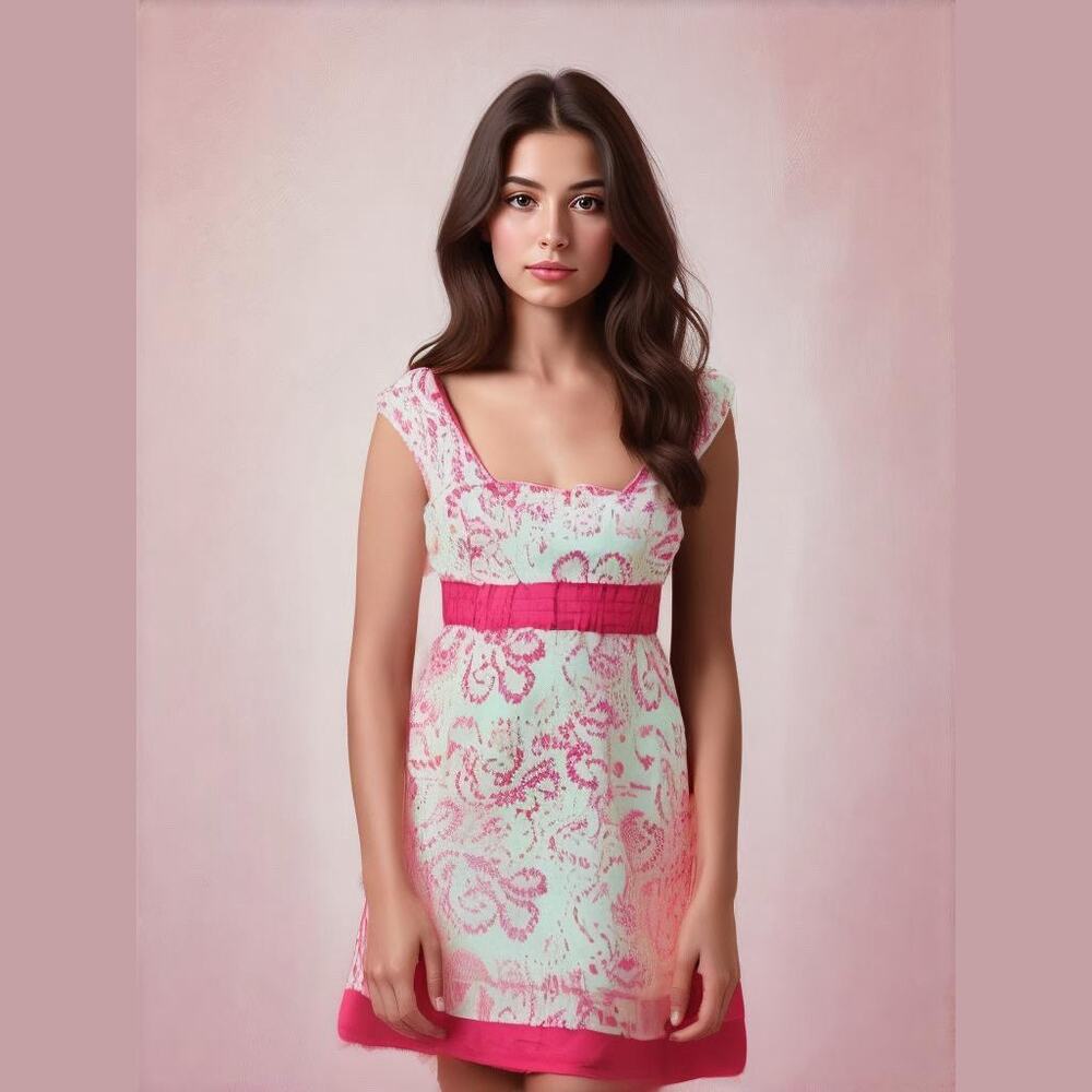 Red Camel Womens Juniors Dress Size‎ 1 Pink White Rockabilly Ties in Back